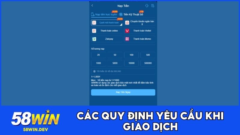 Các quy định yêu cầu khi giao dịch