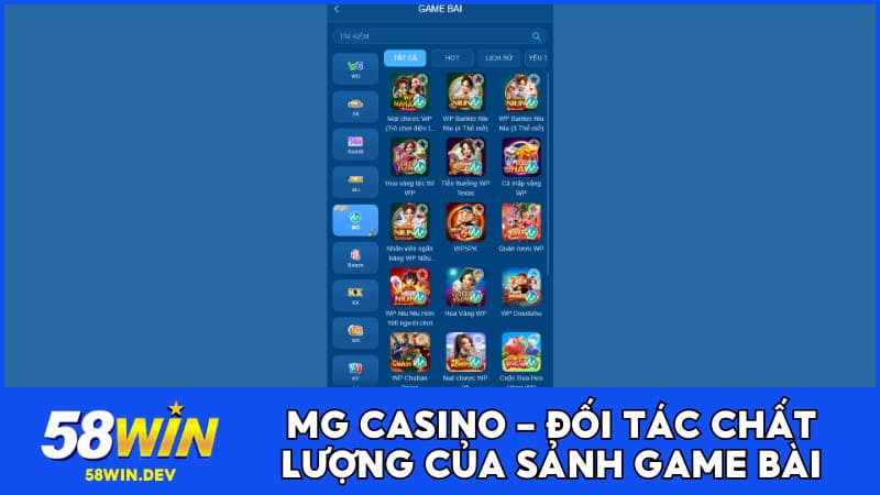 MG Casino - đối tác chất lượng của sảnh game bài
