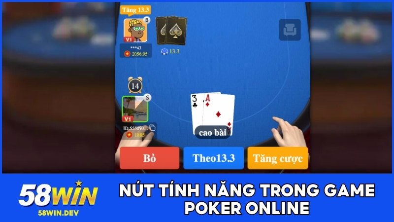 Nút tính năng trong game Poker online