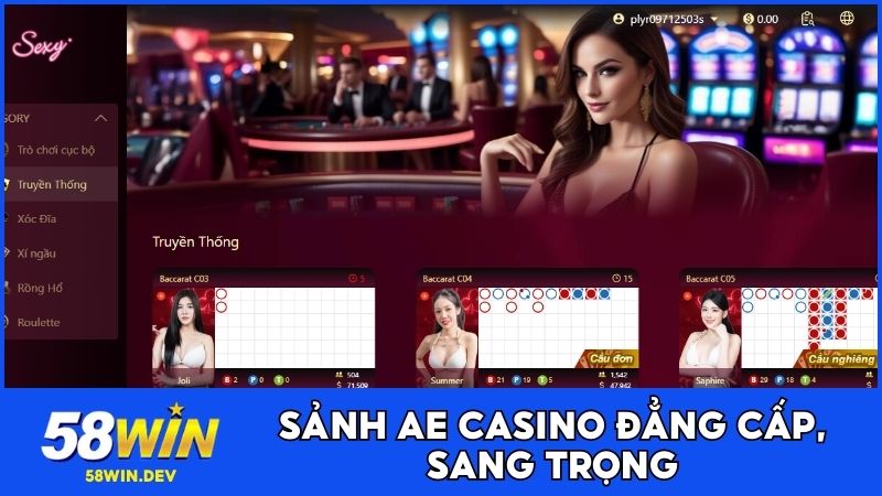 Sảnh AE Casino đẳng cấp, sang trọng